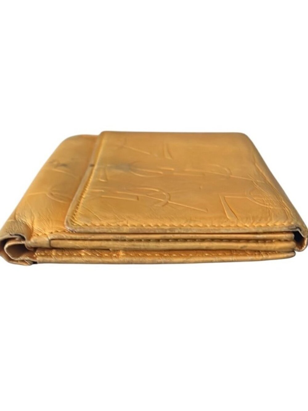 Yves Saint Laurent Yellow Leather Embossed Bifold Wallet - Picture 2 of 12